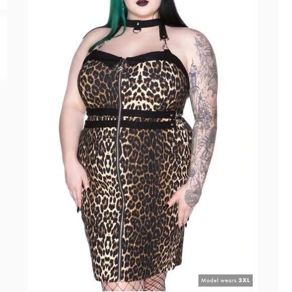 Killstar Dresses & Skirts - Killstar Plus Size Man-Eater Leopard Print Midi Dress 3XL NWT